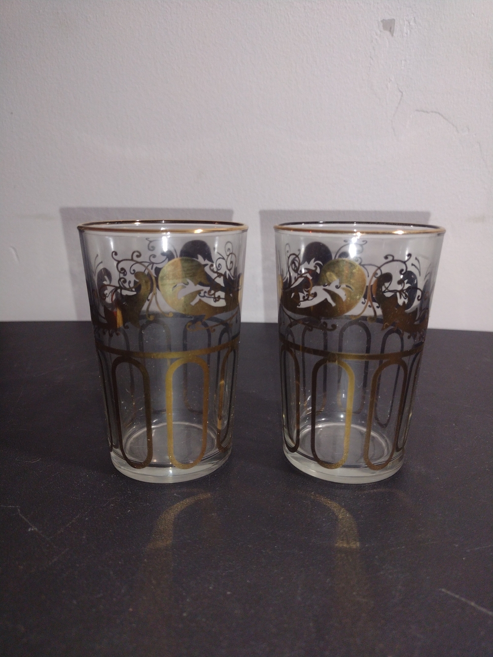 Gold-Trim Decorative Glass Tumblers - Set of 2
